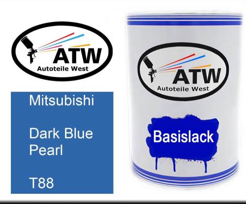 Mitsubishi, Dark Blue Pearl, T88: 500ml Lackdose, von ATW Autoteile West.